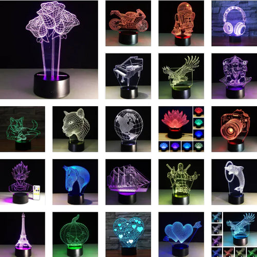 3D Visual LED Night Light - Touch & Remote Control Eagle